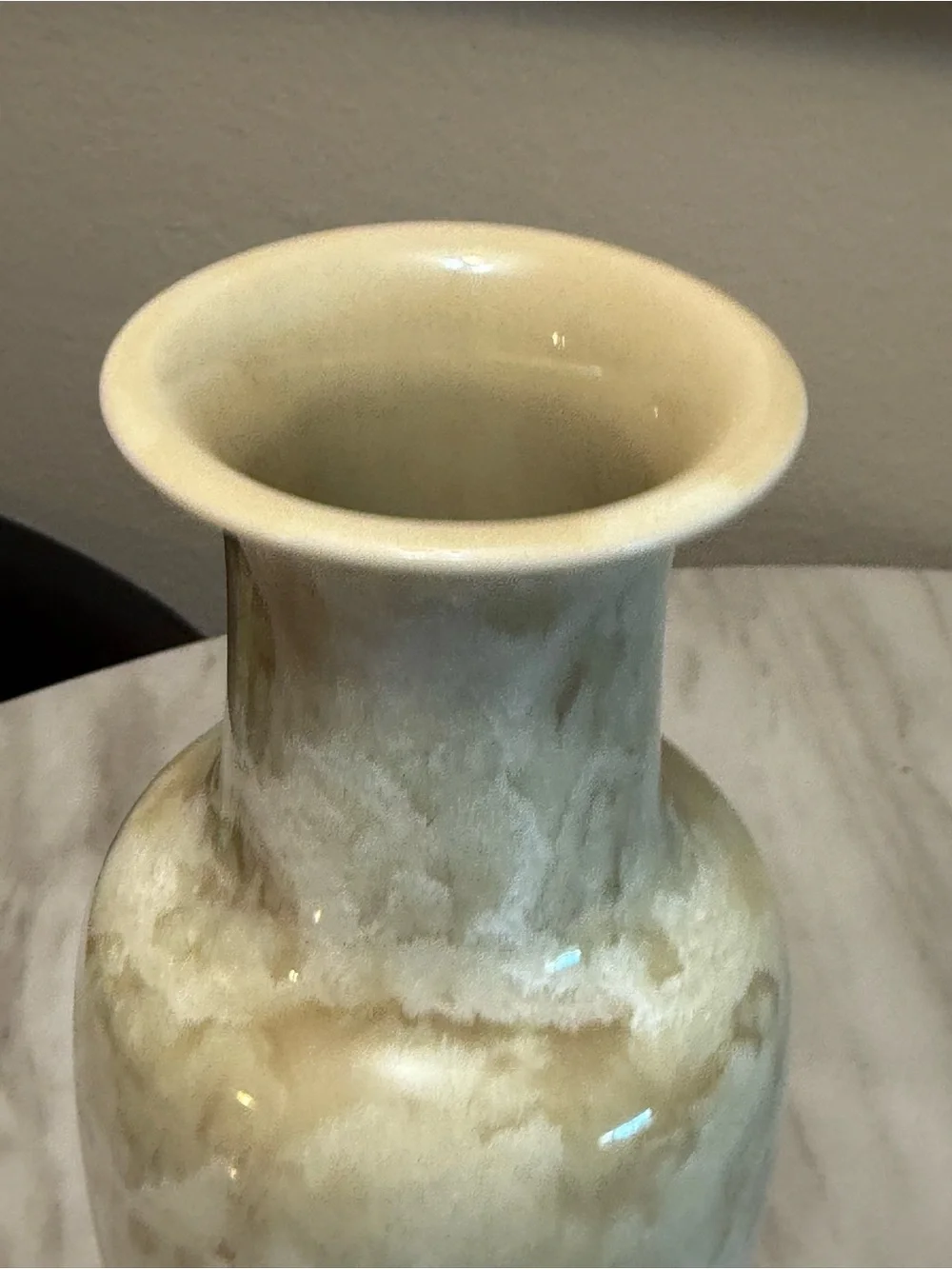 Hand painted glazed Travertine ceramic Vase 4.25” Wide x 10.5” Tall